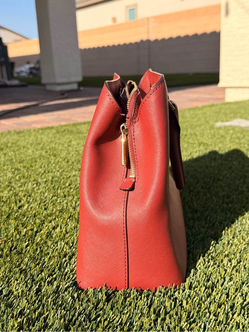 Michael Kors Brick Red Leather Satchel - Picture 2 of 6